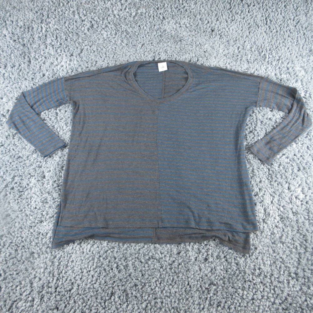 Cabi Shirt Womens Medium Gray Blue Striped Long Sleeve Pullover